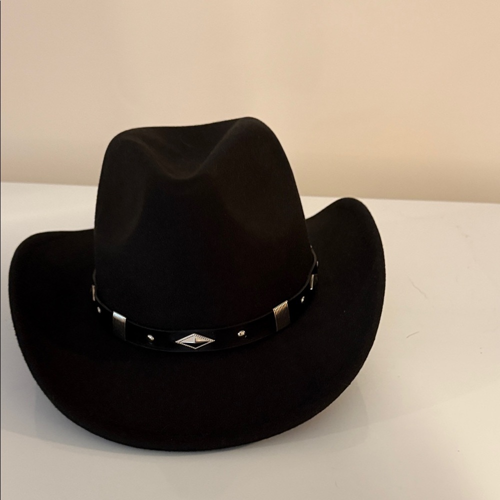 Black Cowboy Hat with Silver Accents